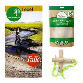 Wander set mit Wanderkarte Staatsbosbeheer - Texel - Wanderwolle und Wanderstöcke - ideal für einen Vier-Tages-Marsch